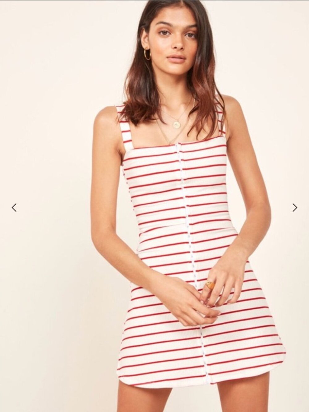 Reformation Nellie Mini Dress, Red/White Stripe, Size XS